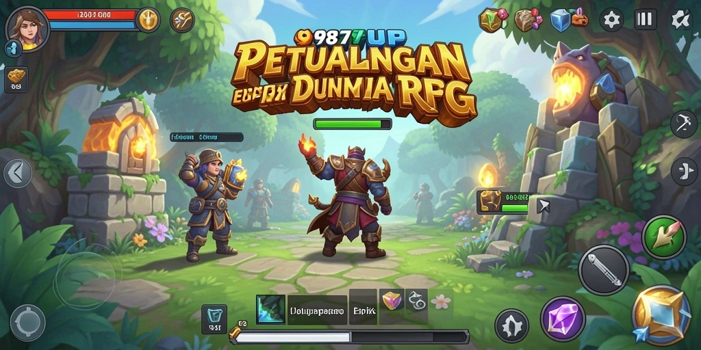 Gameplay seru dalam RPG 987UP dengan pertarungan yang dinamis.