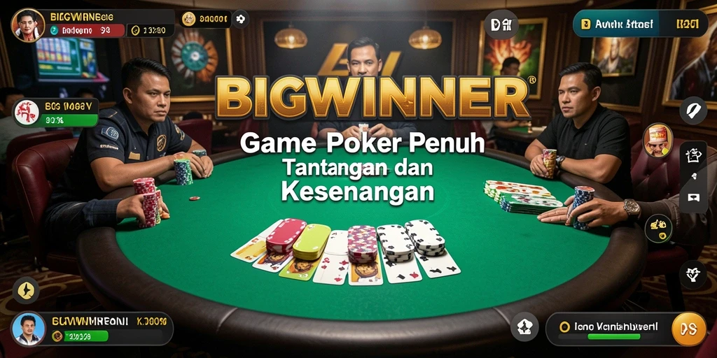 Tampilan gameplay seru Poker di BIGWINNER yang memukau.
