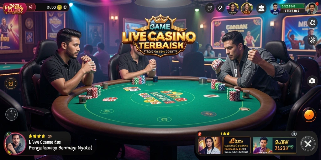 Screenshot gameplay RR33 menampilkan dealer langsung dan suasana kasino yang interaktif.